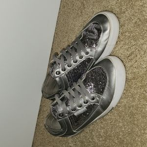 Silver Sparkle Polo Tennis Shoes